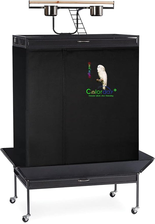 Colorday Good Night Bird Cage Cover for Large Bird Cage with Play Top (Patented), (Extra Large, Black) by Colorday