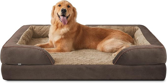INVENHO Orthopedic Dog Beds Large Sized, XL Egg-Crate Foam Dog Couch with Washable Removable Cover, Waterproof Lining and Nonskid Bottom by INVENHO