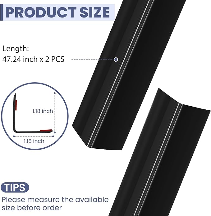 2PCS Wall Corner Protectors Guards - Self Adhesive Corner Protector & Corner Guards for Walls Edge Protection, Easy to Apply - No Tools Needed(Black, 47.24"x1.18") - Image 5