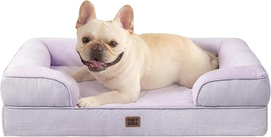 EHEYCIGA Orthopedic Dog Bed Medium Size Dog, Waterproof Washable Pet Beds | Non-Slip Bottom and Egg-Crate Memory Foam Dog Couch Bed with Washable Removable Cover, Lilac by EHEYCIGA