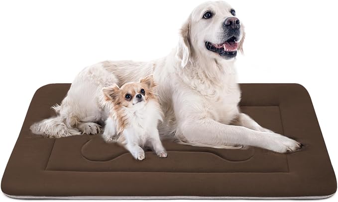 Extra Large Dog Bed Soft Dog Crate Pad Mat, 48 in Non-Slip Bottom Washable Dog Sleeping Mattress Pet Beds Cat Bed Kennel Pad, Dark Brown by JoicyCoDogBeds