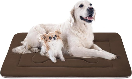 Extra Large Dog Bed Soft Dog Crate Pad Mat, 48 in Non-Slip Bottom Washable Dog Sleeping Mattress Pet Beds Cat Bed Kennel Pad, Dark Brown by JoicyCoDogBeds