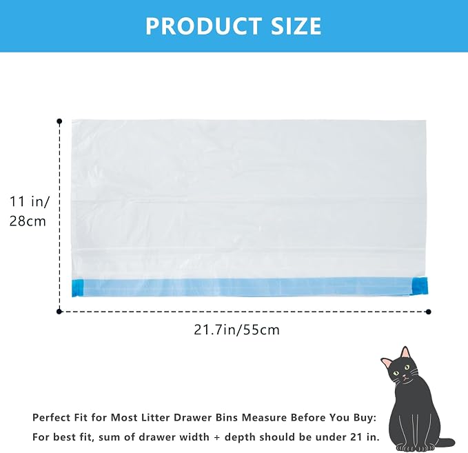 Replacement Waste Bags for Self Cleaning Litter Box, Heavy-Duty Dual Drawstring Trash Bags, 21.7"x11", Leak & Tear-Resistant, Trash Bags for Cat Litter Box Drawers, 6 Rolls (120 Bags) - Image 3