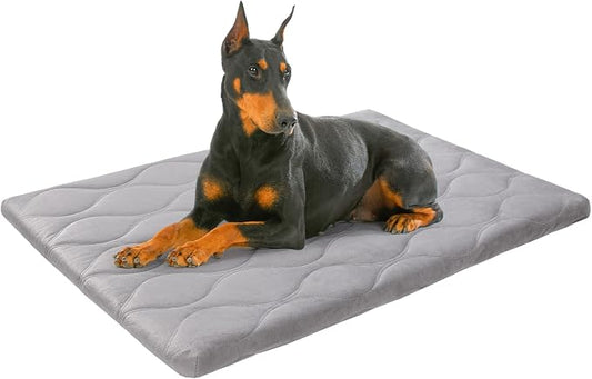 BEAUTYZOO Dog Crate Pad for Large Dogs, Washable & Detachable Kennel Mat, Anti-Slip Soft Fluffy Puppy Bed for Crate, Cage, and Car Travel, Cozy Sleeping Mattress, 48x30 Inches, Gray by BEAUTYZOO