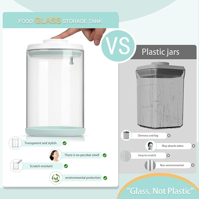 Dog Treat Container Airtight Jar 2.2Qt/2L, Glass Food Jars with One-Touch Lid for Dog or Cat Treats, Kibble, Snacks – Pantry Storage Canister for Kitchen or Countertop (2.2Qt - 2L) - Image 2