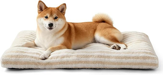 FURTIME Washable Dog Bed Medium Size Dogs, Deluxe Dog Crate Beds | Comfy Fluffy Kennel Pad Anti-Slip Pet Sleeping Mat, Machine Washable Dogs Pillow, 29"x21"x3", White by FURTIME
