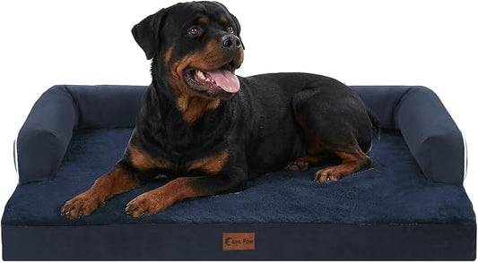 Orthopedic Dog Bed for Extra Large Dogs, 48x30in, Navy Blue | Orthopedic Foam Relieves Joint Pressure, Bolsters Supports Head And Neck, Washable Cover, Non-Slip Bottom by CasaPaw