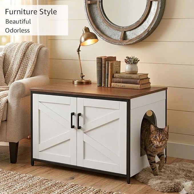 unipaws Top Opening Cat Litter Box Enclosure Furniture, Flip Top Design | XL Extra Large Cat Box, Friendly to Elderly People, High Jumbo Automatic Litter Box Cover Hidden for Large Cat - Image 3