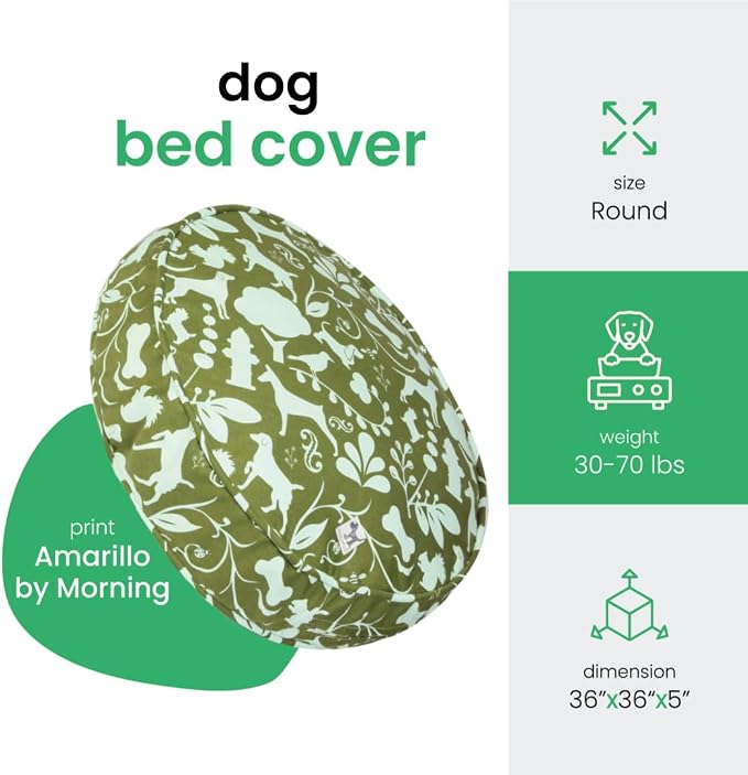 Molly Mutt Amarillo by Morning Dog Bed Duvet Cover, GOTS-Certified 100% Organic Cotton Canvas Cover for Dog, Puppy, or Cat Bed, Durable, Washable, and Free of Harmful Chemicals, Round, 36"x5" - Image 2