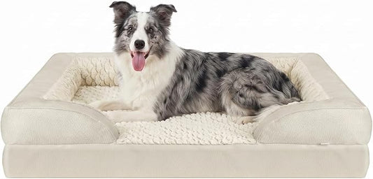 INVENHO L Plus Orthopedic Dog Bed for Large Dogs, Washable Dog Sofa with Egg-Crate Foam, Waterproof Lining and Non-Skid Bottom by INVENHO