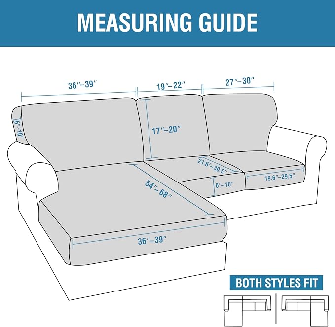 H.VERSAILTEX Sectional Couch Covers 3 Pieces Sofa Seat Cushion Covers L Shape Separate Cushion Couch Chaise Cover for Both Left/Right Sectional Couch (Seat Only: 1 Chaise + 2 Sofa, Macchiato) - Image 3