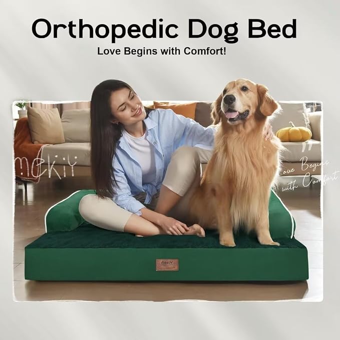 MEKIY Orthopedic Washable Dog Bed with Bolster for Medium to Large Dogs | Pillow Support for Neck Relief, Egg Crate Foam, Waterproof Liner, Anti-Slip Bottom, Removable Bolster Cover, 36 x 27 Inch - Image 7