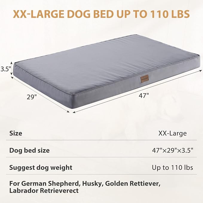 BFPETHOME Outdoor Waterproof Dog Bed for Large Dogs, Washable Cover, 47" | Outdoor & Indoor Use, Waterproof, For Medium, Large, Extra Large Dogs, Orthopedic, Egg Crate Foam, Up to 110 lbs - Image 4