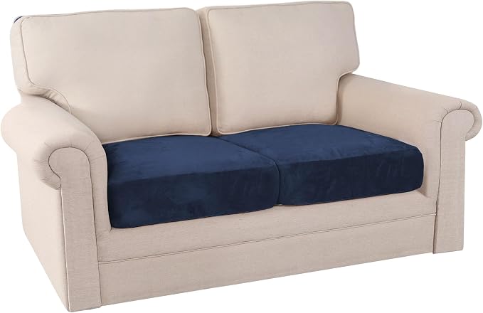 PrinceDeco Velvet Couch Cushion Cover Stretch Cushion Slipcover for Chair Loveseat Sofa Furniture Protector Seat Cushion Sofa Cover (Each Width Up to 29.5", Navy) - Image 8