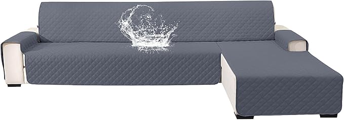 Waterproof Sectional Couch Covers for Dogs, Reversible L Shaped Couch Cover, Chaise Lounge Cover for Sectional Sofa, Sofa Covers Washable Sectional for Pets Dog Cat (Small, Dark Grey) by CYCMACOHOME