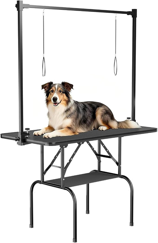 36-Inch Dog Grooming Table, Foldable Pet Grooming Table with Adjustable Arm, Noose & Mesh Tray, Non-Slip Waterproof Surface, Supports Up to 320 lbs by Unknown