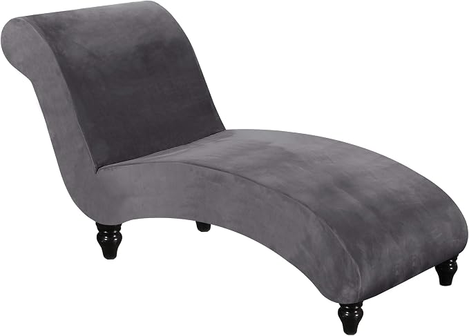 FantasDecor Chaise Lounge Velvet Luxury Covers for Living Room Indoor Stretch Slipcover for Chaise Lounge Ultra Soft Machine Washable, Grey by FantasDecor