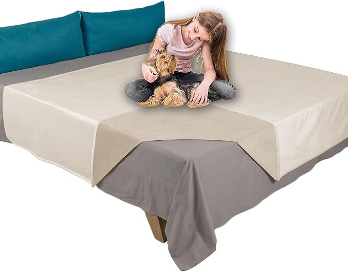 Ameritex Pet Bed Blanket Reversible 100% Waterproof Velvet Super Soft for Sofa and Bed (52x82 Inches, Cream+Beige) by Ameritex