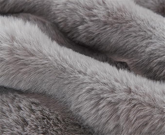 Plush Recliner Slipcover Home Faux Fur Fluffy Recliner Chair Slipcover Non Slip Back Fuzzy Fluffy Reclining Couch Cover Soft Comfort Sofa Slipcover Washable Furniture Protector (Gray) - Image 4