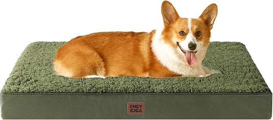 EHEYCIGA Orthopedic Dog Bed Large with Removable Washable Cover, 35x23 | Egg Crate Foam Support, Durable Oxford fabric, Non-Slip Bottom, Machine Washable, Soft Waterproof Plush Pet Bed Mat For Crate by EHEYCIGA