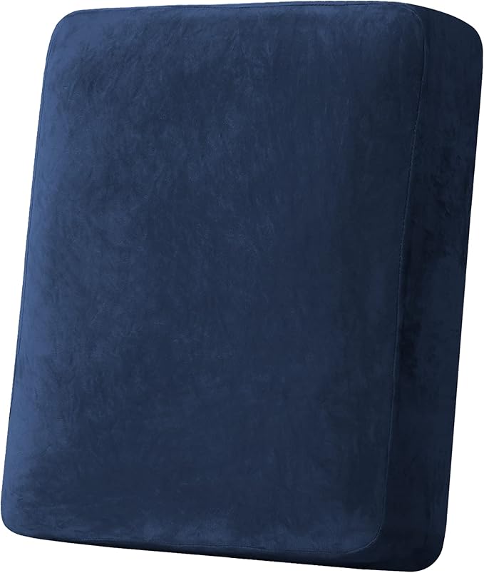 H.VERSAILTEX Velvet Stretch Couch Cushion Cover Plush Cushion Slipcover for Chair Cushion Furniture Protector Seat Cushion Sofa Cover (1 Piece Armchair Cushion Covers, Navy) by HVERSAILTEX