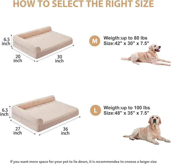 BFPETHOME Orthopedic Washable Dog Bed, Sleeping Couch for Large Senior Dogs | Deluxe Plush Rose Velvet Washable Cover, Egg Crate Foam Support, Waterproof Lining, Non-Slip Bottom, Senior Dogs - Image 5