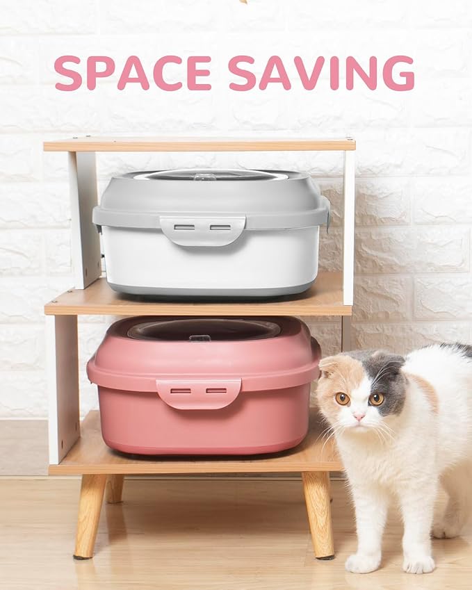 30-35Lbs Airtight Dog Food Storage Container,Collapsible Dog Food Container | Large Pet Food Storage Container with Double Airtight Seal & Magnetic Lid,Dog Food Bin with Wheels,2Pcs Containers,Scoop,Pink - Image 5