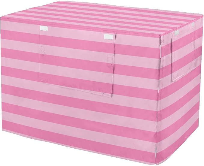 Dog Crate Cover Kennel Cover for Dog Cages Breathable for Wire Cage Indoor Outdoor Pink Stripes by QwThum