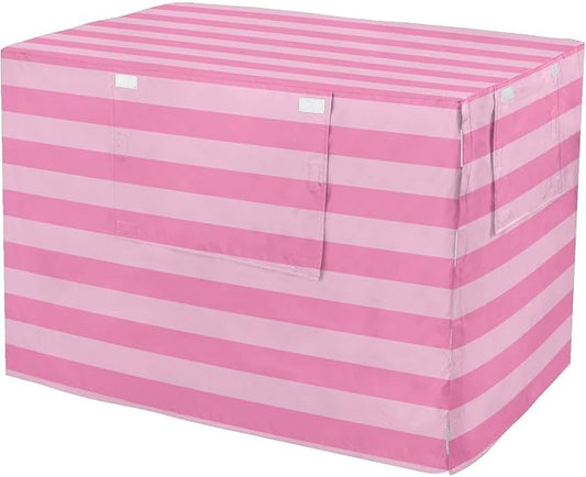 Dog Crate Cover Kennel Cover for Dog Cages Breathable for Wire Cage Indoor Outdoor Pink Stripes by QwThum