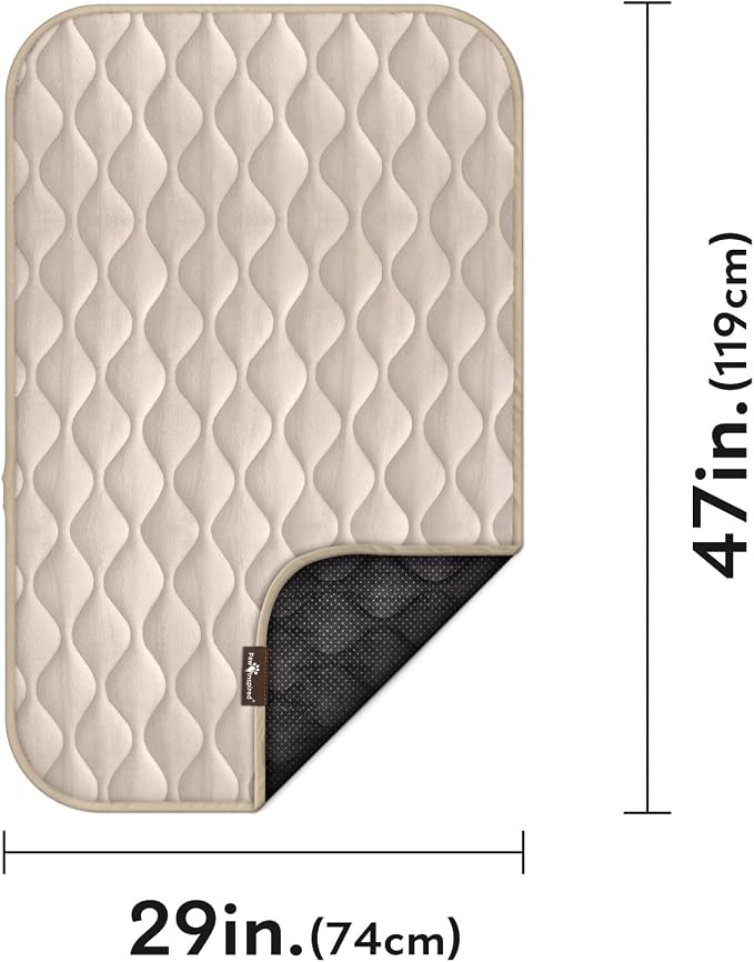 Paw Inspired Washable Padded Crate Mats for Dogs, Beige, 47x29 Inch | Fits 48-inch Kennels, Leakproof, Waterproof Bottom, Plush Dog Pad, Pet Bed - Image 2