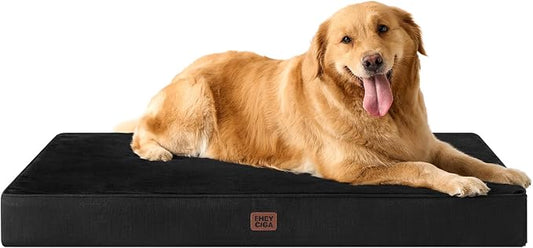 EHEYCIGA XL Memory Foam Dog Crate Bed Washable, 41x27Inch, Black | High Density Egg Crate Foam, Waterproof Liner, Removable Easy Clean Cover, Non-Slip Bottom, Fits Crate, Floor and Sofa by EHEYCIGA