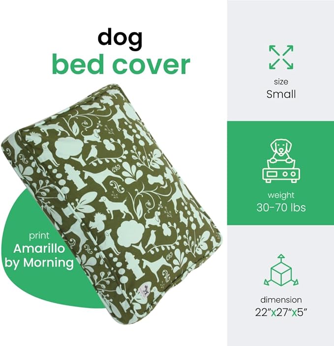 Molly Mutt Small Dog Bed Cover, Amarillo by Morning, Olive Green & Light Blue - Image 2