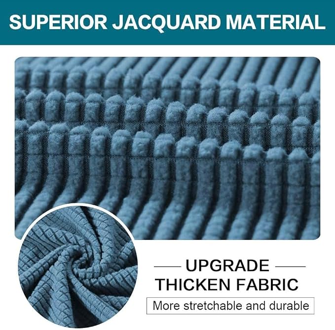 Turquoize 3 Piece Sofa Covers For 2 Cushion Couch Sofa Slipcover Soft Couch Cover For Dogs-Washable Sofa Furniture Covers With 2 Individual Cushion Covers, Thick Jacquard Fabric (Loveseat, Dusty Blue) - Image 3
