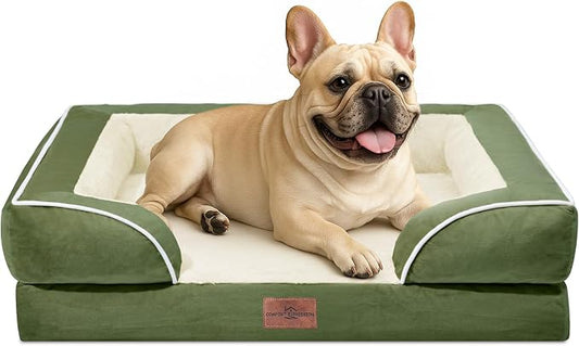 Comfort Expression Orthopedic Dog Bed for Medium Size Dog with Bolster | Waterproof Dog Couch Bed with Washable Cover & Non-Slip Bottom, Supportive Egg Crate Foam Medium Pet Bed, 30x20 Inch by ComfortExpression