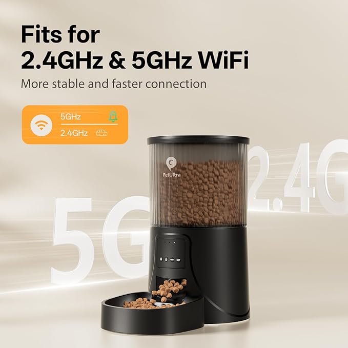 PETULTRA Automatic Cat Feeder WiFi- 5Ghz Cat Food Dispenser with APP Remote Control- Auto Pet Feeder for Small Dog Indoor- Easy to Set Up and Clean- Dual Power with Desiccant Bag Keep Fresh - Image 3
