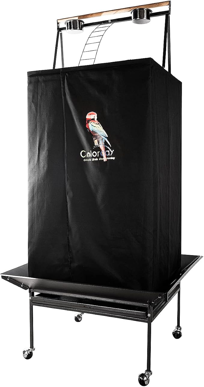 Colorday Good Night Bird Cage Cover for Large Bird Cage with Play Top (Patented), Black 68" - Image 3