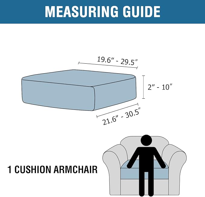 H.VERSAILTEX Velvet Stretch Couch Cushion Cover Plush Cushion Slipcover for Chair Cushion Furniture Protector Seat Cushion Sofa Cover (1 Piece Armchair Cushion Covers, Taupe) - Image 2