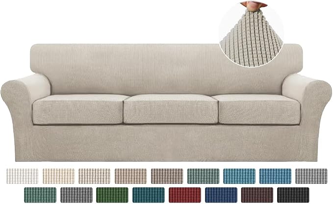 Turquoize 4 Piece Sofa Covers for 3 Cushion Couch Sofa Slipcover Soft Couch Cover for Dogs-Washable Sofa Furniture Covers with 3 Individual Large Cushion Covers (XL Sofa, Island Fossi) by Turquoize