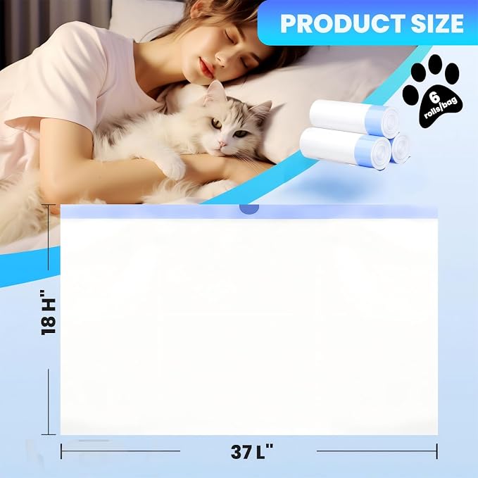 60 Pack Large litter box liners - 3MIL Extra Thick Leakproof Litter Box Liners, 31"x18" Heavy Duty Drawstring Cat Litter Liners, Odor Control Disposable Kitty Litter Bags 6 Roll - Image 3