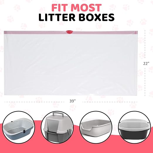 40 Ct Cat Litter Box Liners 4 Pack Drawstring Heavy Duty Jumbo | large size, leak proof, kitty litty, kitten tray liner, rabbit clean up, pet liner bags, cat bags, hamster cage liner - Image 3