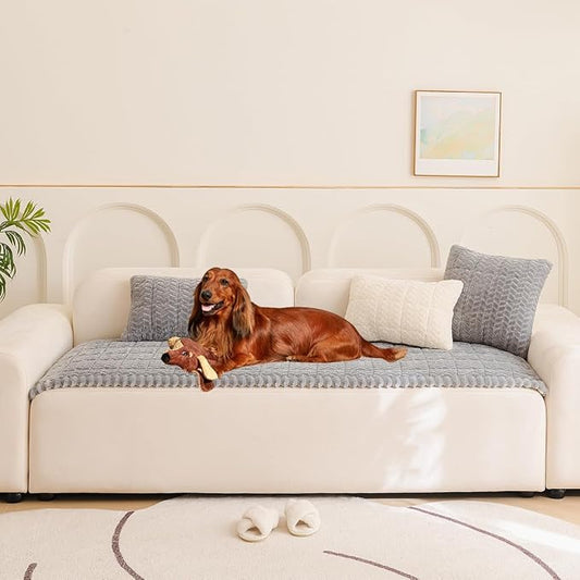 Mitid Sofa Cover Fuzzy Couch Cover for Pet, Couch Covers for Dogs Pets Mat | Washable Non-Slip Sofa Slipcover Cushion Protector Pets Friendly Mat, Dog Couch Cover, Square Couch Covers for Dogs Non Skid by Mitid