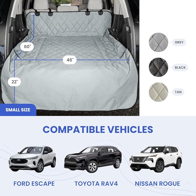 4Knines SUV Cargo Liner for Dogs – Dog Trunk Cover – Heavy-Duty, Waterproof Pet Seat Protector – Durable Cargo Liners for Dogs – USA-Based Company - Small (Grey) - Image 2