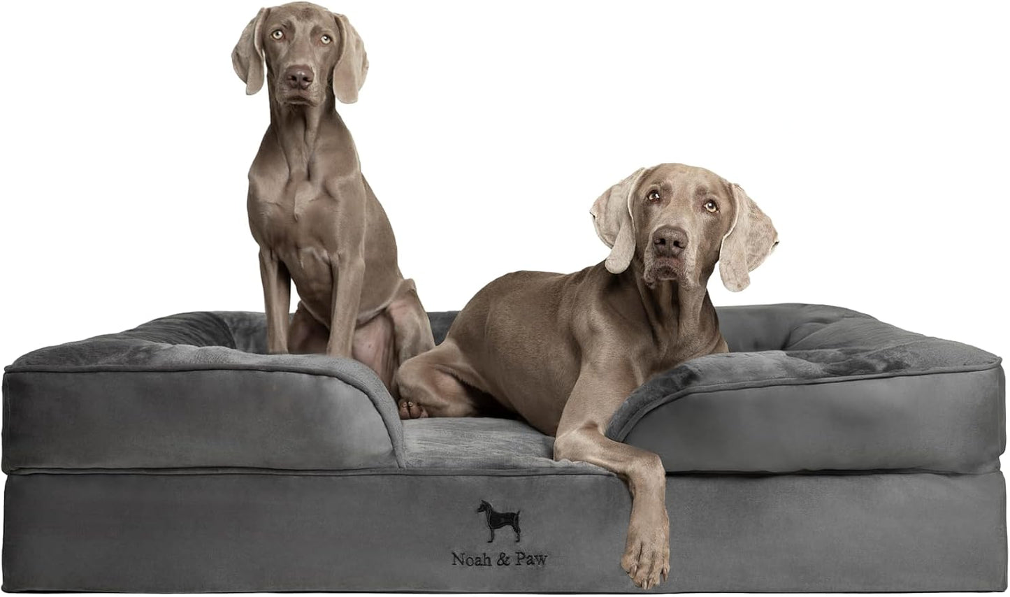 NOAH & PAW Giant Dog Bed XXL, 55x45x11 Inch, Orthopedic Dog Beds, Eggshell Memory Foam Infused with Cooling Gel, Inner Cover, Water Resistant, Machine Washable (Velvet Sofa Collection) by NoahPaw