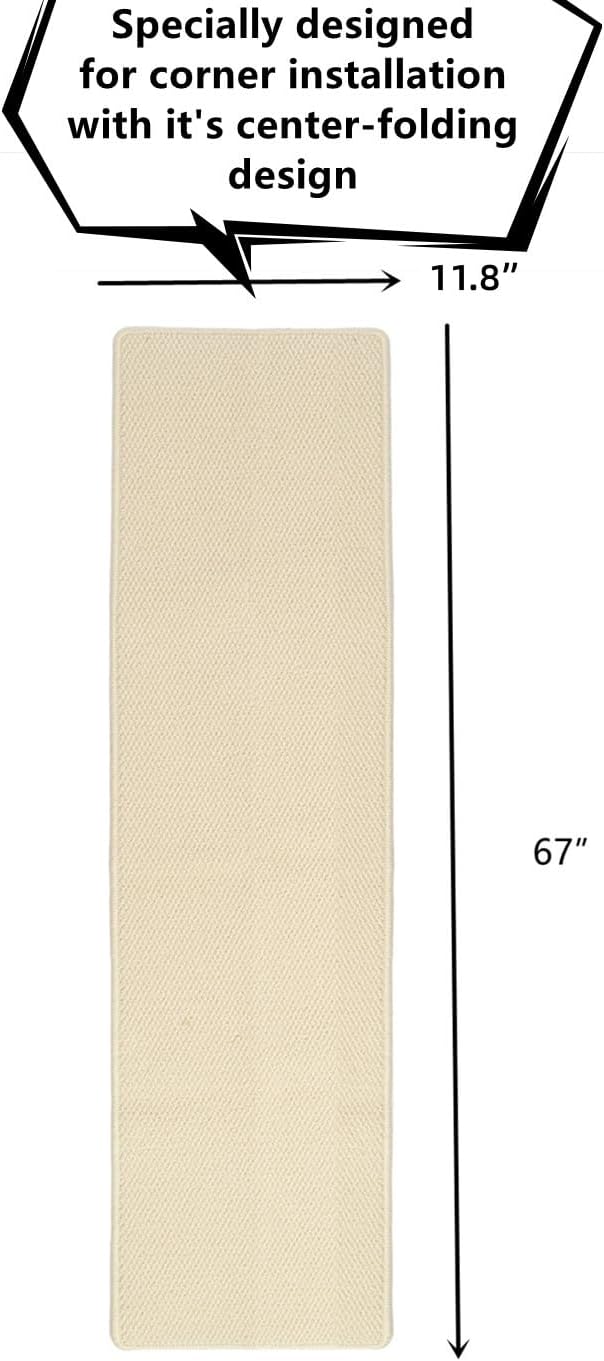 SHENGOCASE Thickened Cat Wall Corner Climbing Carpet, Cat Wall Furniture, Wall Corner Scratcher, Scratching Post (Cream-White) - Image 4