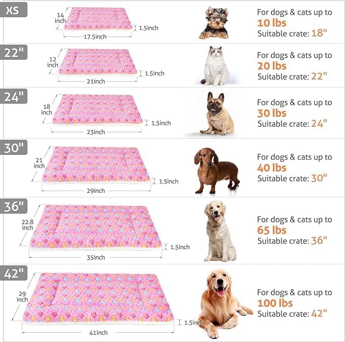 Mora Pets Cat Bed Dog Crate Pad Ultra Soft Pet Bed with Cute Star Print Washable Reversible for Small Dogs 14 x 17.5 inch 2 Pack Pink - Image 6