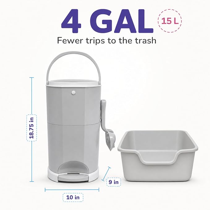Litter Champ Cat Litter Disposal System, Hands-Free Pedal Trash Can | 4 Gallon Capacity, Triple-Seal Odor Lock, ABS Resin, 21-Ft Refill Liner and Scoop Included, No Assembly - Image 4