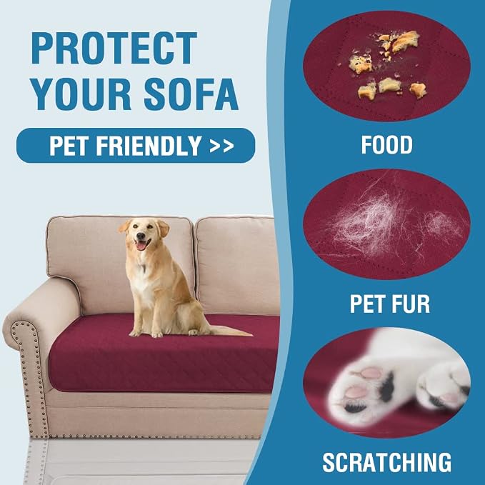 H.VERSAILTEX Couch Cover for Dogs Washable 100% Waterproof Sofa Cushion Cover Dog Bed Cover Non-Slip Pet Blanket for Sofa Cushion Protector, 35" x 82", Burgundy - Image 6