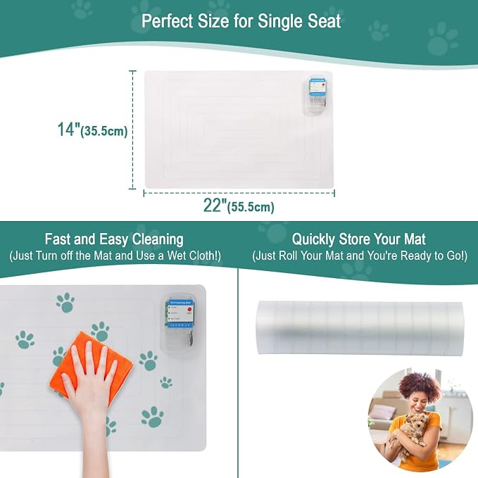 SEERWAY 2-Pieces Pet Shock Mat for Dogs & Cats - Keep Pets Off Couch, Bed, Kitchen Counter with 3 Training Modes, Waterproof & Adjustable Deterrent Mat - Image 4