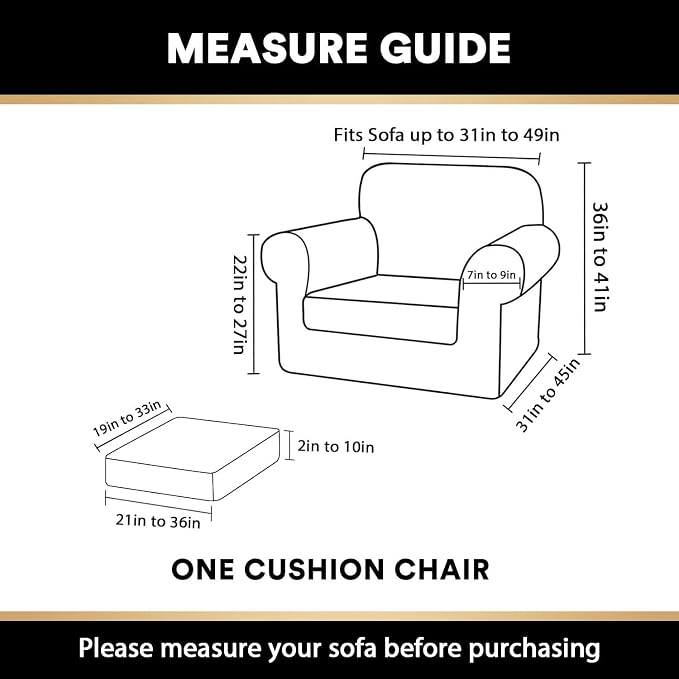 PrinceDeco Velvet Plush Couch Cover Stretch 2 Piece Chair Cover Chair Slipcover Washable Furniture Protector Couch Soft with Elastic Bottom Armchair Cover Width Up to 49 Inch(Small, Porcelain) - Image 3