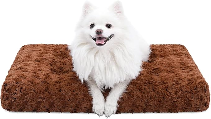 KSIIA Washable Dog Bed Deluxe Plush Dog Crate Beds Comfy Kennel Pad Anti-Slip Pet Sleeping Mat for Large, Jumbo, Medium, Small Dogs Breeds, 23" x 18", Brown by KSIIAPetProducts